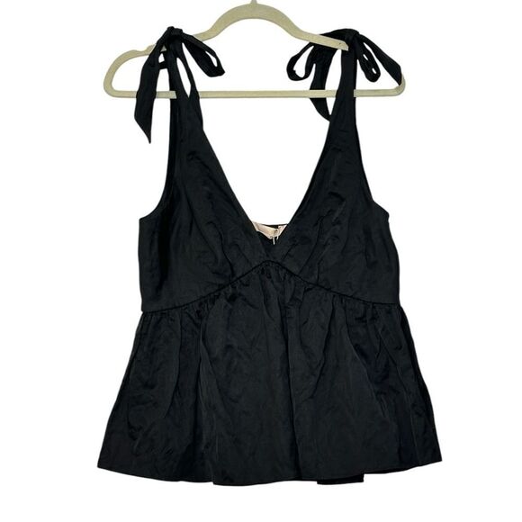 Brock Collection Black Ribes  Peplum Tank Top | Size 8 - Picture 2 of 11